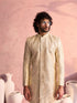 Men's Cream Georgette Embellished Indo Set
